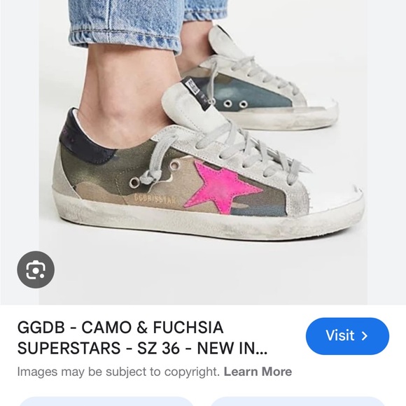 Golden Goose Women's Camouflage and Pink Star Sneakers size 40 - Picture 6 of 13